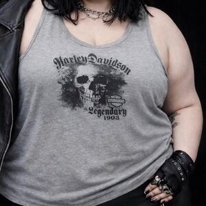 Harley Davidson Daytona Beach Skull Tank Top Womens 3XL Gray Graphic Shirt